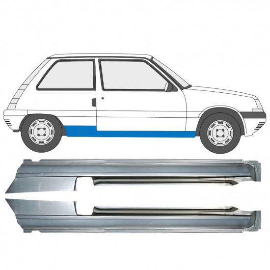 Pannello di riparazione sottoporta lamiera per Renault 5 1984-1996 / Sinistra+Destra / Set 9706