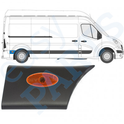 Modanatura laterale parafango posteriore con lampada per Renault Master 2010- / Destra /  10551