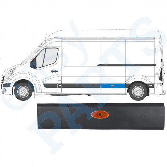 Modanatura laterale con lampada per Renault Master 2010- / LWB / Sinistra /  10549