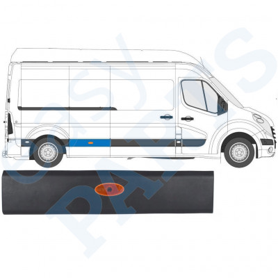 Modanatura laterale con lampada per Renault Master 2010- / LWB / Destra /  10548