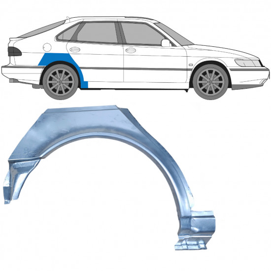 Pannello di riparazione parafango posteriore per Saab 900 1994-1998 / Destra 6983