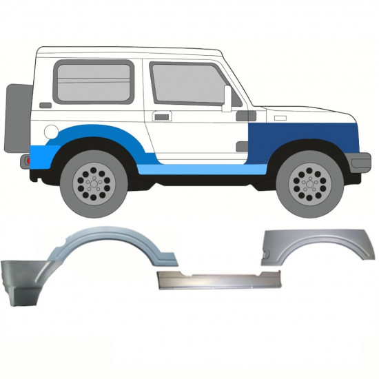 Pannello di riparazione sottoporta + parafango anteriore + posteriore per Suzuki Samurai 1988-2004 / Destra 11181