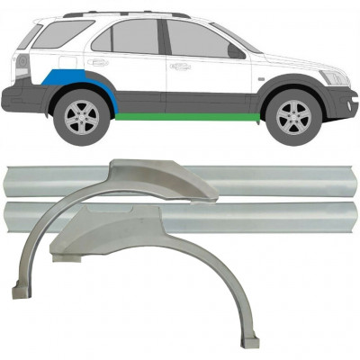 Pannello di riparazione sottoporta e parafango posteriore per Kia Sorento 2002-2009 / Set 10696