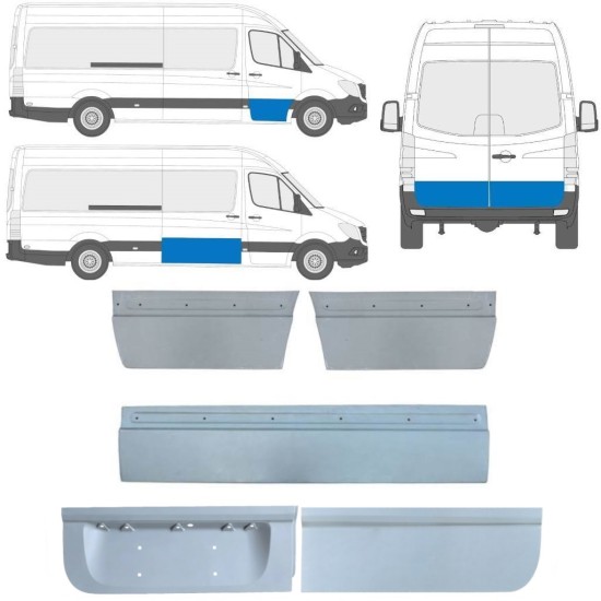 Lamiera di riparazione porta esterno per Mercedes Sprinter 2006-2018 / Sinistra+Destra / Set 11317