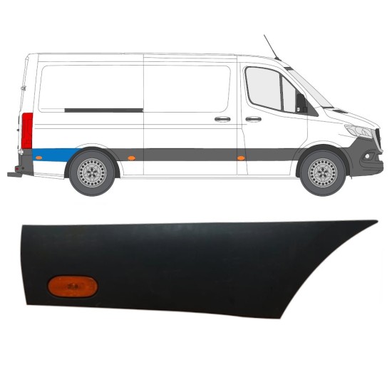 Modanatura laterale parafango posteriore dietro la ruota con lampada per Mercedes Sprinter 2018- / Destra / Set 16646