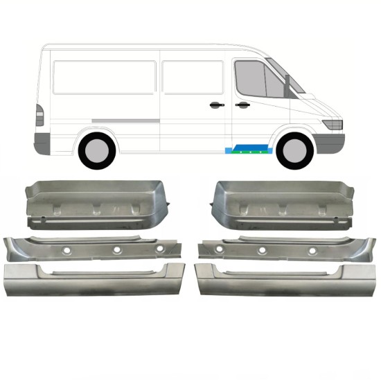 Lamiera di riparazione sottoporta interno, parafango e gradino anteriore per Mercedes Sprinter 1995-2006 / Set 10534
