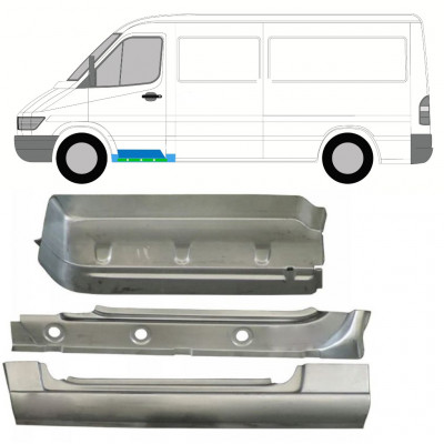 MERCEDES SPRINTER 1995-2006 SCALINO ANTERIORE + ALA PANNELLO DI RIPARAZIONE + RIPARAZIONE DELLA SOGLIA INTERNA / SET / SINISTRA