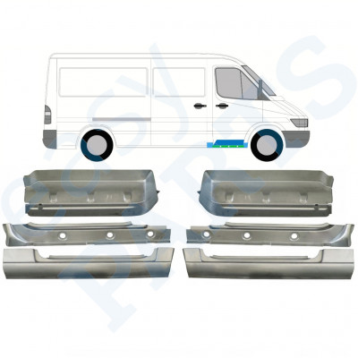 MERCEDES SPRINTER 1995-2006 SCALINO ANTERIORE + ALA PANNELLO DI RIPARAZIONE + RIPARAZIONE DELLA SOGLIA INTERNA / SET / DESTRA + SINISTRA