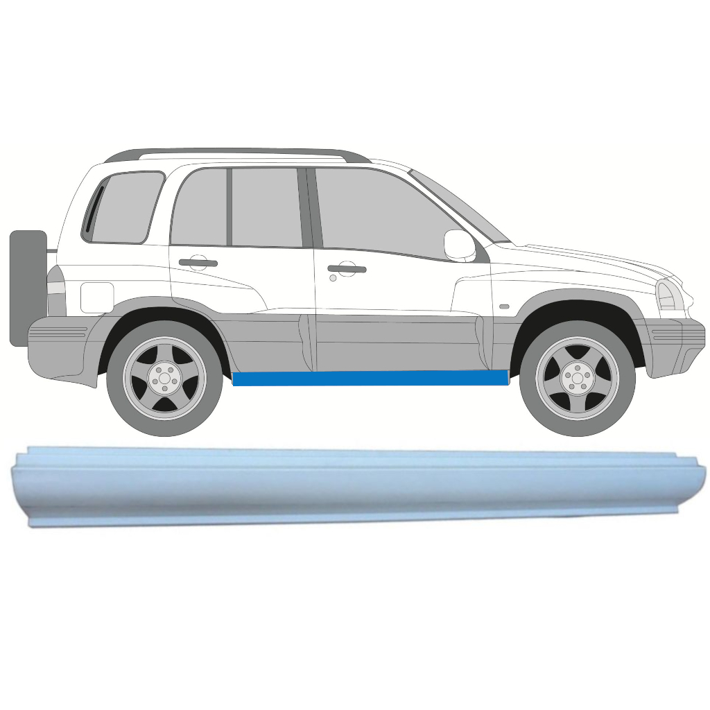 Pannello Di Riparazione Sottoporta Lamiera Per Suzuki Grand Vitara 1997-2005 / Sinistra = Destra (Simmetrico) 9062