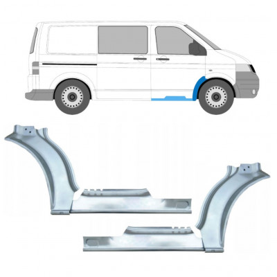 VOLKSWAGEN TRANSPORTER T5 2003-2015 PANNELLO DI RIPARAZIONE DEL PASSARUOTA ANTERIORE + SOGLIA / SET / DESTRA + SINISTRA