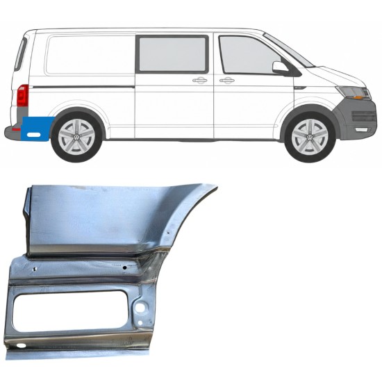 Pannello di riparazione parafango posteriore dietro la ruota per Volkswagen Transporter T6 2015-2024 / Destra 17200