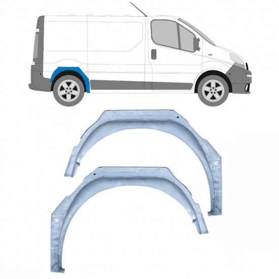 Pannello di riparazione arco ruota posteriore interno per Opel Vivaro Renault Trafic 2001- / Sinistra+Destra / Set 10118