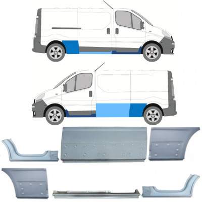 RENAULT TRAFIC OPEL VIVARO 2001-2014 BASE RUOTE LUNGA PANNELLO DI RIPARAZIONE / SET / SINISTRA + DESTRA