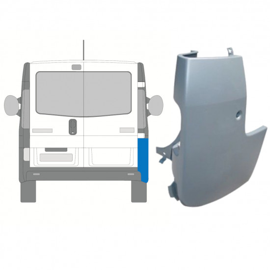 RENAULT TRAFIC 2001-2014 ANGOLO DEL PARAURTI POSTERIORE PRIMIZZATO / DESTRA