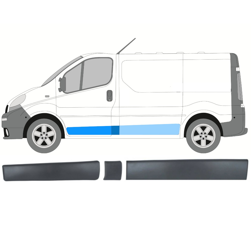 Set di modanature laterali per Renault Trafic Opel Vivaro Primastar 2001-2014 / SWB / Sinistra /  8570