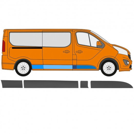 Modanatura laterale per Renault Trafic 2014- / LWB / Destra / Set 11254