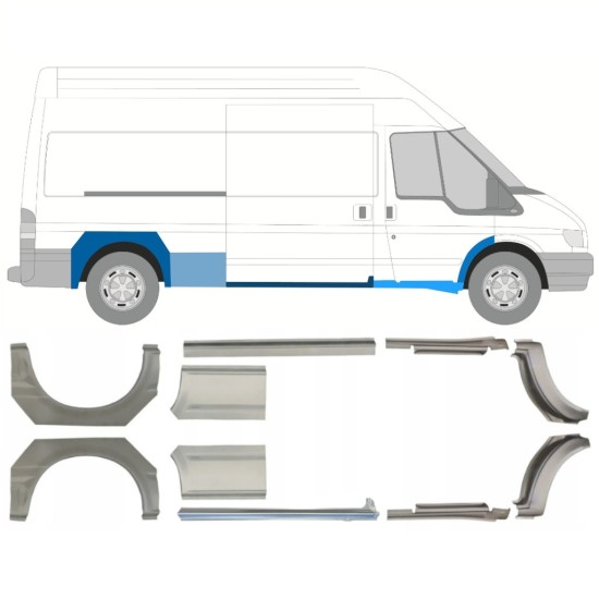 Pannello di riparazione sottoporta e parafango posteriore per Ford Transit 2000-2013 / LWB / Sinistra+Destra / Set 10640