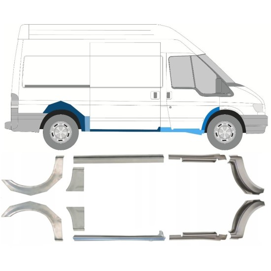 Pannello di riparazione sottoporta e parafango posteriore per Ford Transit 2000-2013 / MWB / Sinistra+Destra / Set 10637