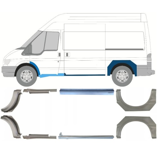 Pannello di riparazione sottoporta e parafango posteriore per Ford Transit 2000-2013  / MWB / Set 12675