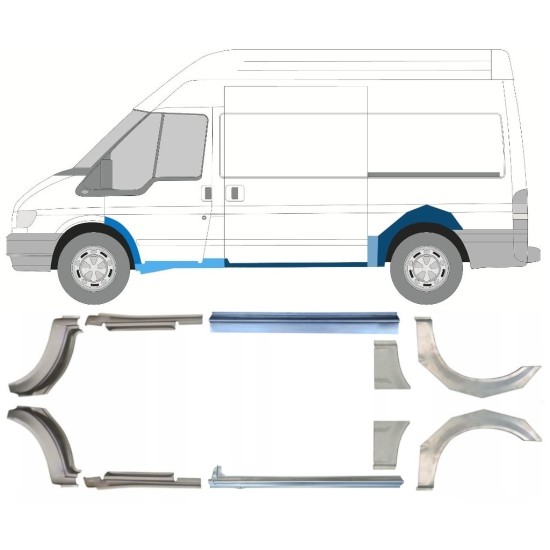 Pannello di riparazione sottoporta e parafango posteriore per Ford Transit 2000-2013  / MWB / Set 12676