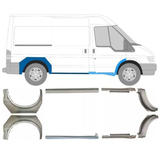 Pannello di riparazione sottoporta e parafango posteriore per Ford Transit 2000-2013 / Set 9694