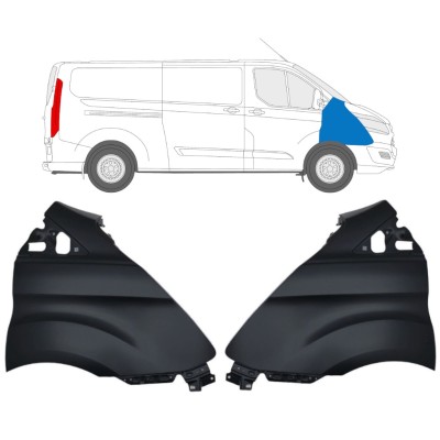 Parafango anteriore per Ford Transit Custom 2013-2017 / Sinistra+Destra / Set 17097