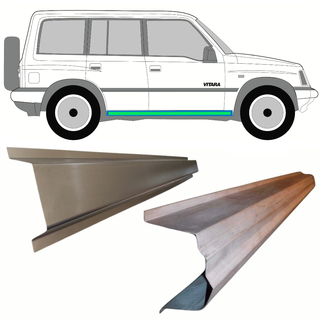 Pannello Di Riparazione Sottoporta Interno Ed Esterno Per Suzuki Vitara 1988-1998 / Sinistra = Destra (Simmetrico) / Set 8596