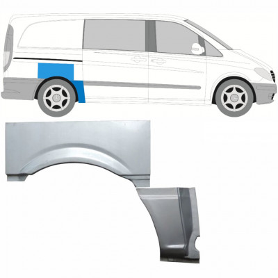 Pannello di riparazione parafango posteriore per Mercedes Vito 2003-2010 / SWB / Destra / Set 9277