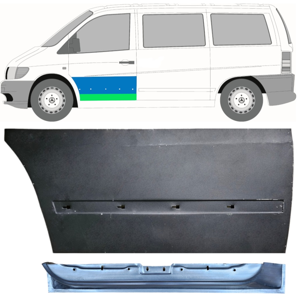 Lamiera di riparazione interno ed esterno porta anteriore per Mercedes Vito 1996-2003 / Sinistra / Set 12015