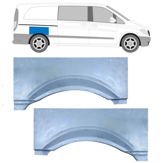 Pannello di riparazione parafango posteriore per Mercedes Vito 2003-2010 / Sinistra+Destra / Set 9180