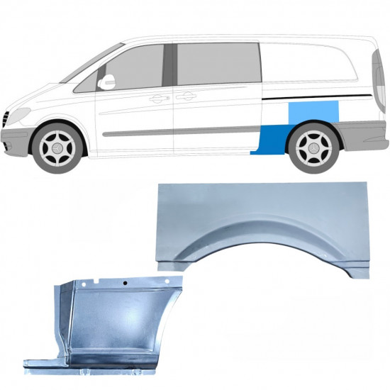 Pannello di riparazione parafango posteriore per Mercedes Vito 2003- / LWB / Sinistra / Set 11865