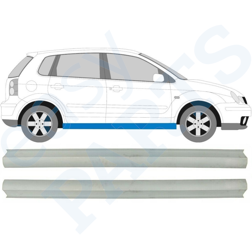 Pannello Di Riparazione Sottoporta Lamiera Per Vw Polo 2001-2009 / Sinistra = Destra (Simmetrico) / Set 10491