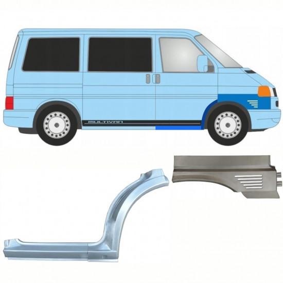 Pannello di riparazione sottoporta e parafanghi anteriore e posteriore per VW Transporter T4 Caravelle 1996- / Destra / Set 10043