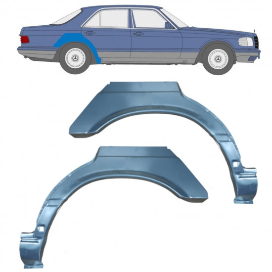 Pannello di riparazione parafango posteriore per Mercedes S-class 1979-1991 / Sinistra+Destra / Set 9644