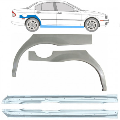 JAGUAR X-TYPE 2001-2009 PASSARUOTA POSTERIORE + SOGLIA / SET / DESTRA + SINISTRA